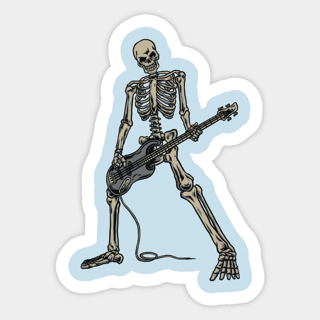 Skeleton Playing Guitar for Rock Music Lover Present and Hardcore Music Fan Gift Sticker by Arteestic